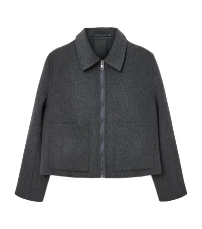 Allsaints Womens Charcoal Grey Seannah Regular-fit Zip-up Wool-blend Jacket In Gray