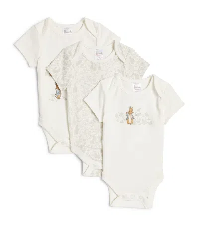 Harrods Peter Rabbit Embroidered Playsuits In White