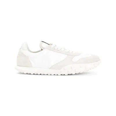 Jil Sander Two-tone Fabric And Suede Sneakers In White