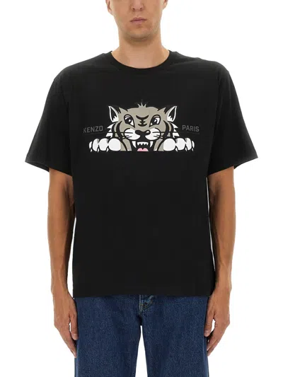 Kenzo Gots Happy Tiger T-shirt In Black