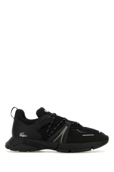 Lacoste Mesh Upper Sneakers With Pull Tab And Rubber Sole In Black