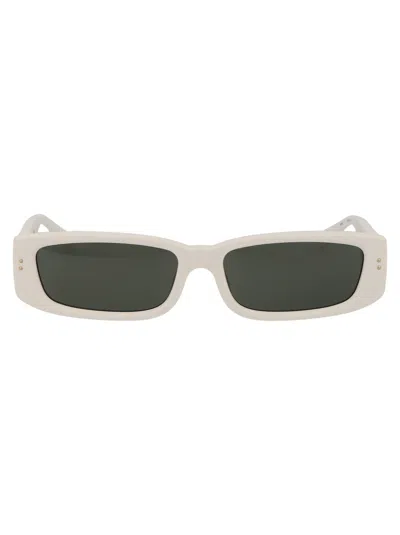 Linda Farrow White/lightgold/grey Acetate Sunglasses In White
