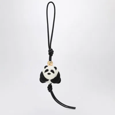 Loewe Panda Pendant In Felt And Leather Women In Black
