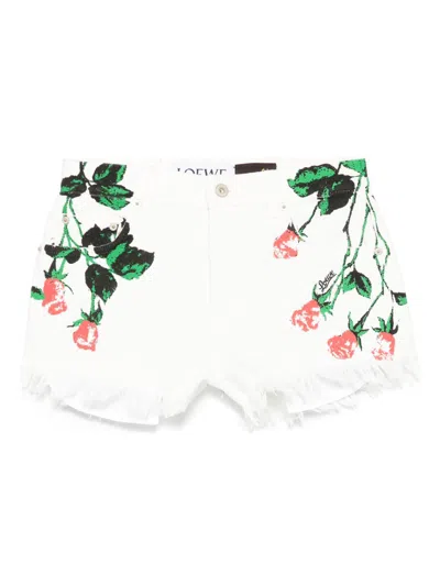 Loewe Denim Cotton Shorts In White