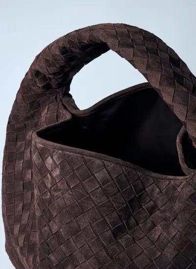 Bottega Veneta Hop Large Shoulder Bag Fondant In Suede In Brown