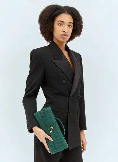 Bottega Veneta Womens Andiamo Leather Clutch Bag Emerald Green-m Bras