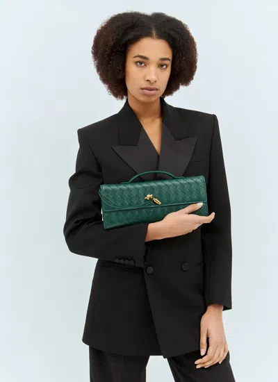 Bottega Veneta Womens Andiamo Leather Clutch Bag Emerald Green-m Bras