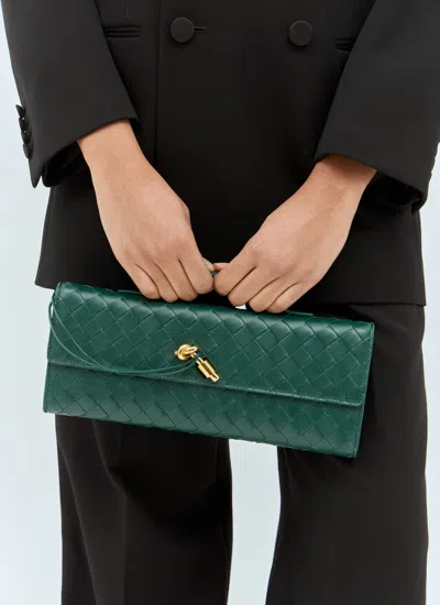Bottega Veneta Womens Andiamo Leather Clutch Bag Emerald Green-m Bras