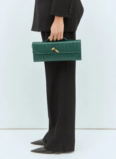 Bottega Veneta Womens Andiamo Leather Clutch Bag Emerald Green-m Bras