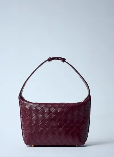 Bottega Veneta Mini Wallace Intreccio 15 Barolo Gold Leather Handbag In Multi