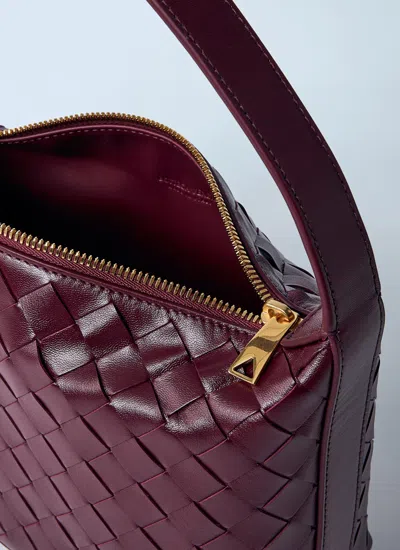 Bottega Veneta Mini Wallace Intreccio 15 Barolo Gold Leather Handbag In Multi