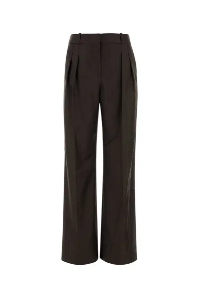 Loulou Studio Loulou Dark Brown Wool Sbiru Palazzo Pant In Multi