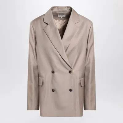 Loulou Studio Double-breasted Wool Jacket In Taupe Color In Multi