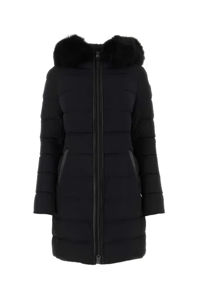 Mackage Black Stretch Nylon Down Jacket In Blue