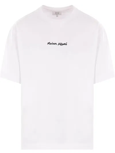 Maison Kitsuné Maison Kitsune Line Handwriting Oversized T-shirt In White