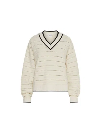 Marella Striped V-neck Sweater In Neutral