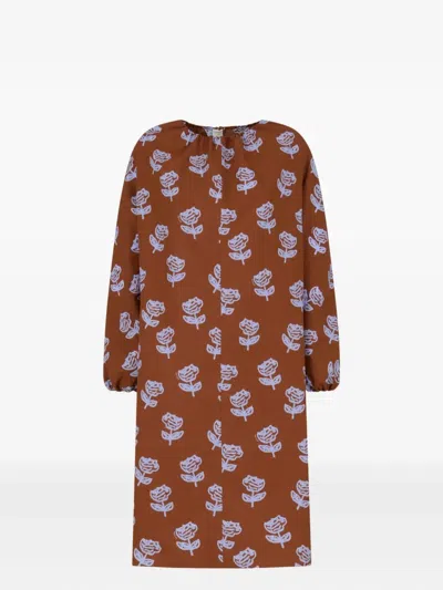 Marni Floral Print Dress With Long Sleeves In Black