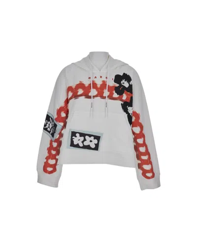 Marni Hoodie With Graphic Print In White