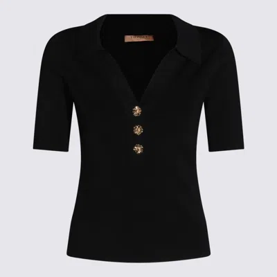 Twinset Pull Polo Avec Boutons Bijoux In Black