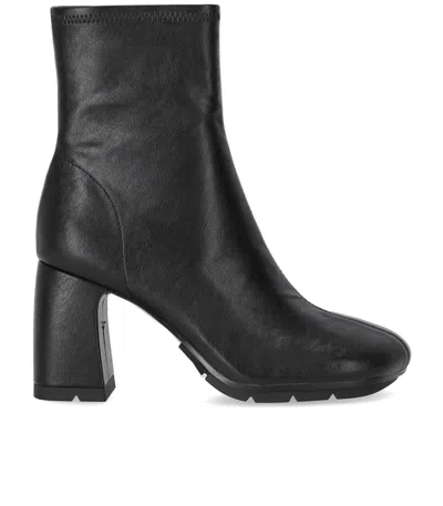 Ash Eclat Bis High Heels Ankle Boots In Black Leather In Black