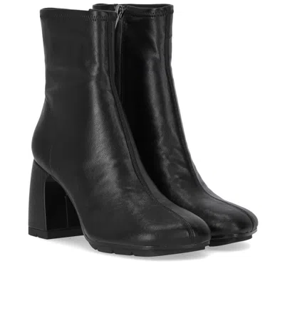 Ash Eclat Bis High Heels Ankle Boots In Black Leather In Black