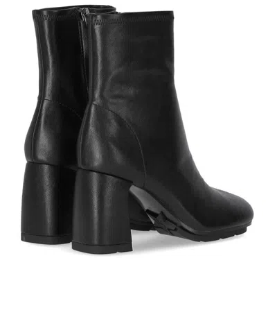 Ash Eclat Bis High Heels Ankle Boots In Black Leather In Black