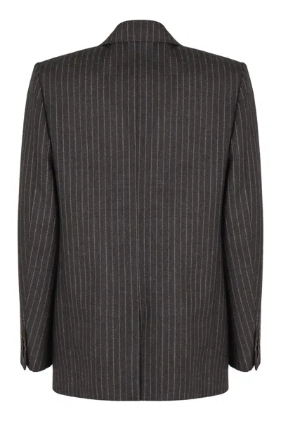 Saint Laurent Cassandre Double-breasted Jacket In Black