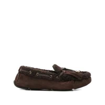 Jimmy Choo Manon Suede Shearling-lined Loafers In Brown