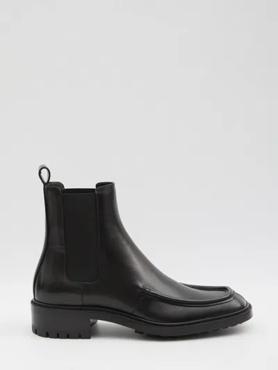 Saint Laurent 25mm Joe Pull-tab Square-toe Chelsea Boots In Black