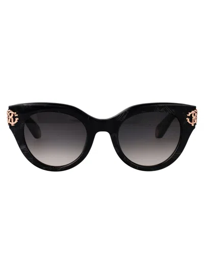 Roberto Cavalli Unisex Src017m 0722 Sunglasses In Black