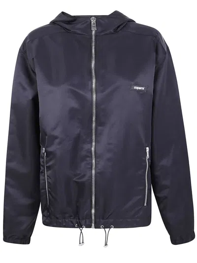 Coperni Hooded Jacket With Side Pockets And Elastic Hem In Blue