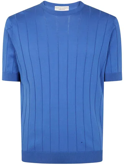 Filippo De Laurentiis Short Sleeves Round Neck Sweater In Blue