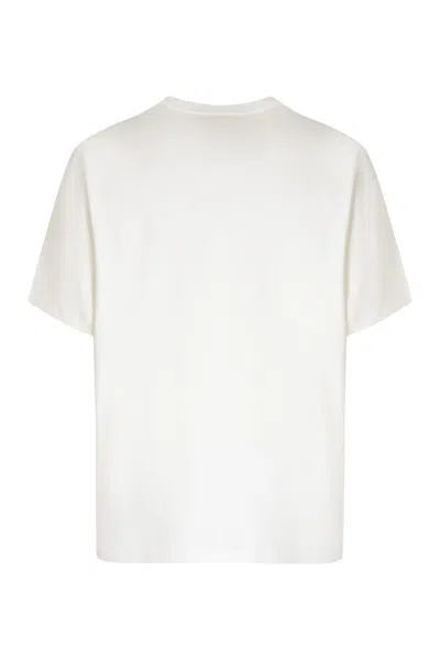 Apc A.p.c. Men White Crewneck T-shirt With Logo Embroidered On The Front In Cotton Man In White