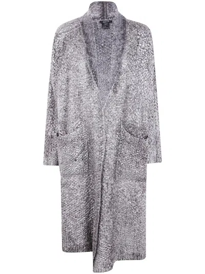 Avant Toi Metallic-threaded Cardi-coat In Gray