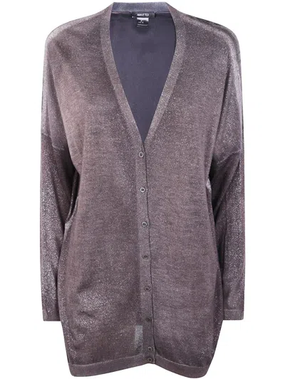 Avant Toi V-neck Lurex Cardigan In Brown