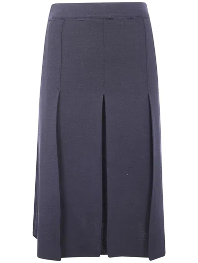 Mrz Split-front Wool Midi Skirt In Blue