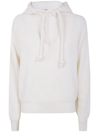 Mrz Ribbed Wool Hoodie In White