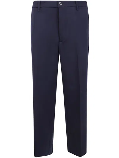 Nine In The Morning Button-fastening Cotton Trousers In Blue