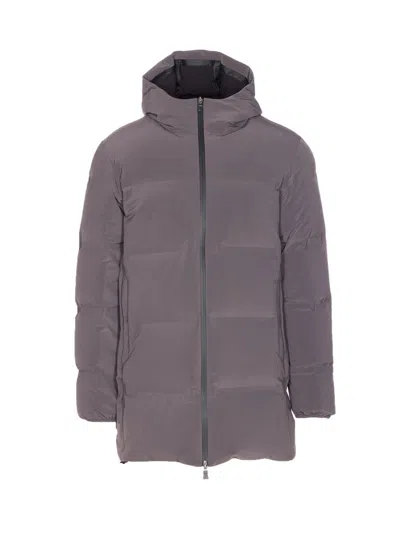 Herno Grey Down Jacket Zip Closure On The Front In Gray