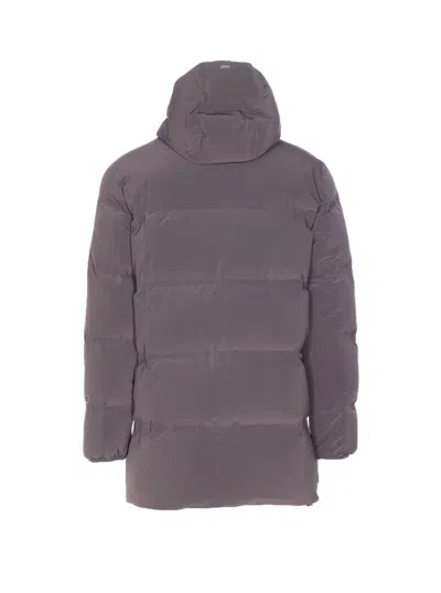 Herno Grey Down Jacket Zip Closure On The Front In Gray