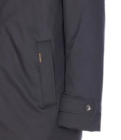 Moorer High Neck Padded Jacket With Cuff Straps In Blue