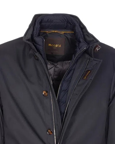 Moorer High Neck Padded Jacket With Cuff Straps In Blue