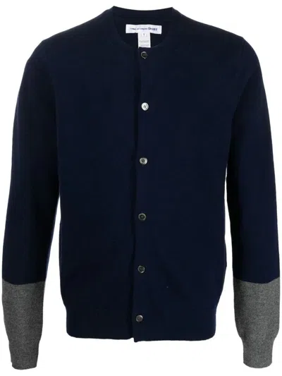 Comme Des Garçons Forever V Neck Cardigan In Blue