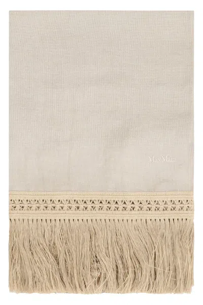 Max Mara Grammo Linen Scarf In Neutral