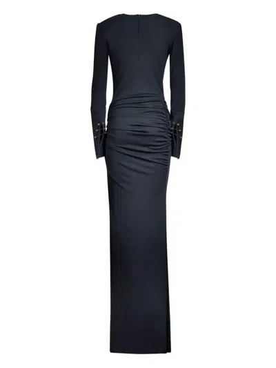 Christina Crawford Maxi Dress With Heart Of Crystals Clothing In Black