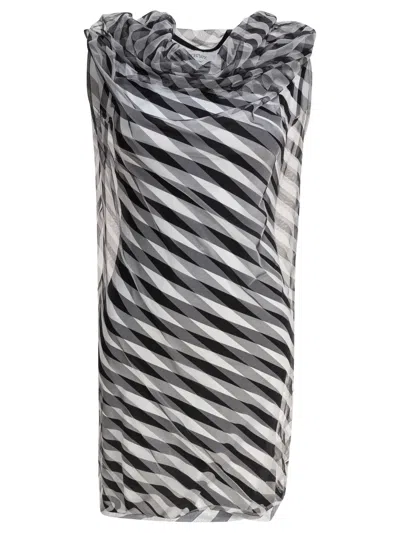 Sportmax Geometric Pattern Sheer Overlay Sleeveless Dress In Black
