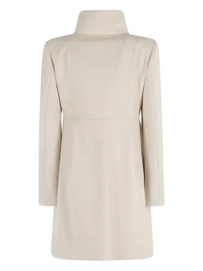 Fay Tailored Beige Coat With High Collar In Neutral