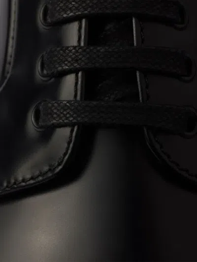 Prada Brushed Leather Lace-up Shoes In Black