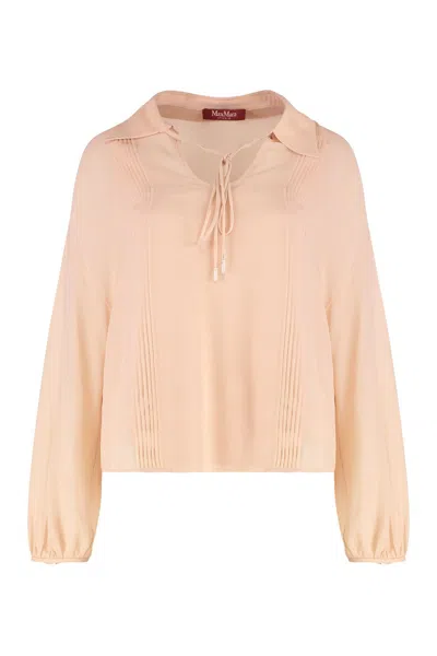 Max Mara Pleat-detail Blouse In Neutral