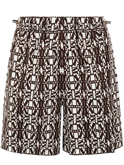 Max Mara Taiga Printed Popeline Short In Brown